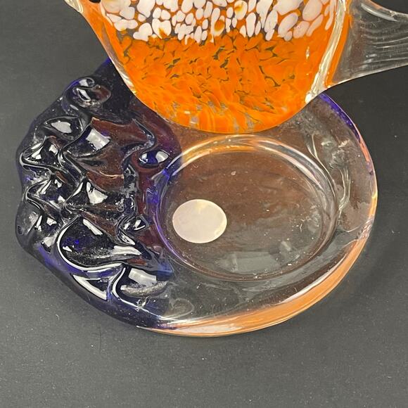 Art Glass Orange Fish Partylite Candle Tea Light Holder 6” - Picture 5 of 6